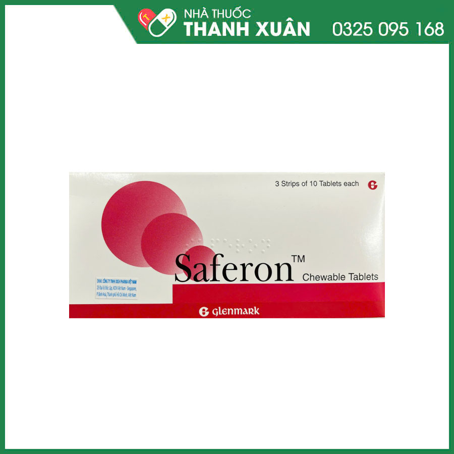 Viên nhai Saferon dự phòng và điều trị triệu chứng thiếu máu thiếu sắt